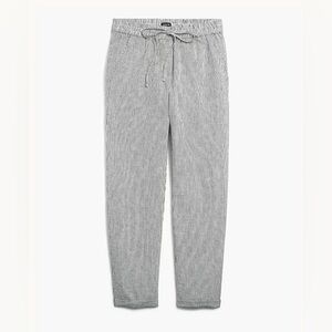J.Crew Linen Striped Elastic Waist Casual drawstring Pants Black white Size 2